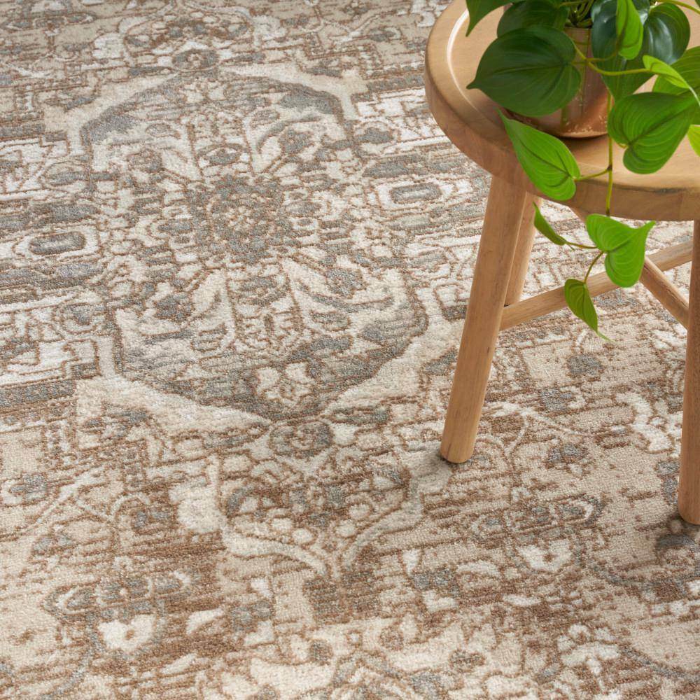 Beige Rectangular Floral Synthetic 8' x 10' Area Rug