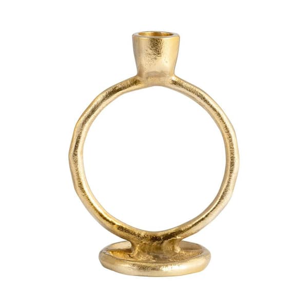 Liv & Skye Gold 6 in. Metal Round Ring Taper Candle Holder