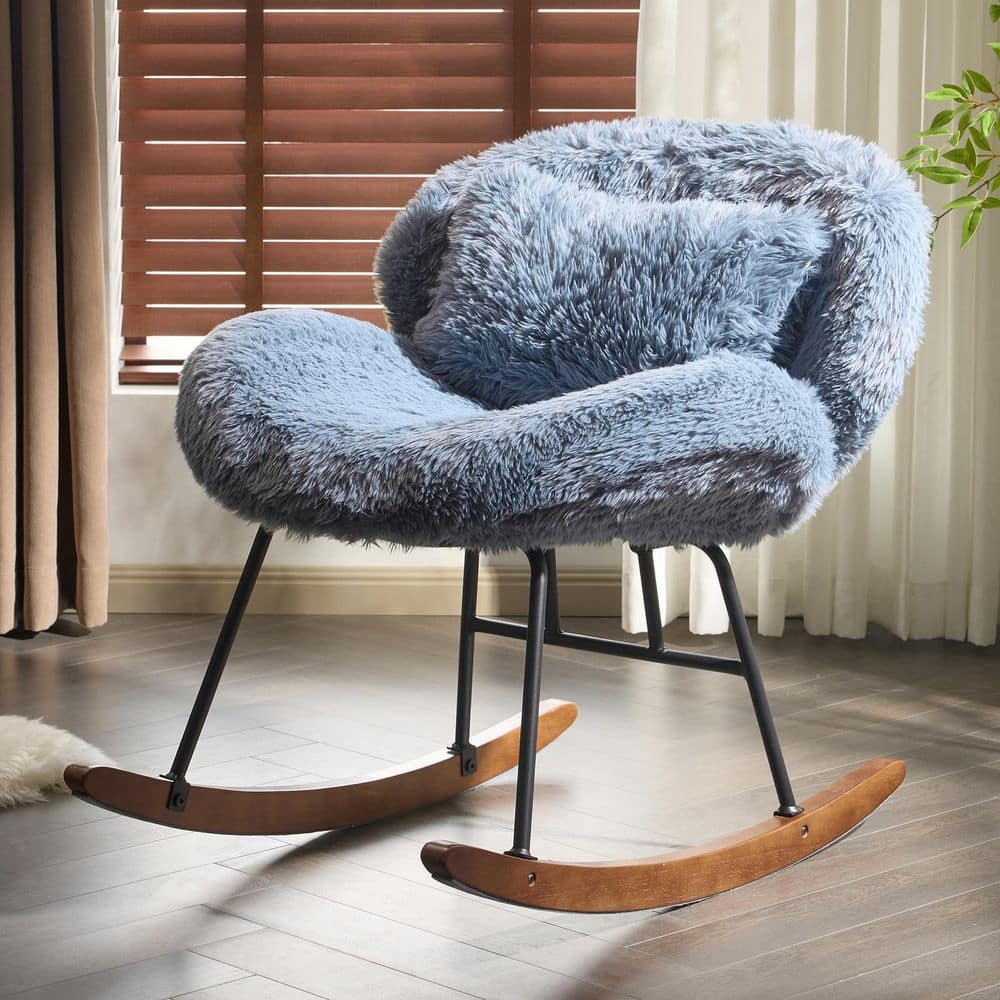 Karl home Velvet Blue Modern Rocker Chair K1G98000904 - The Home Depot