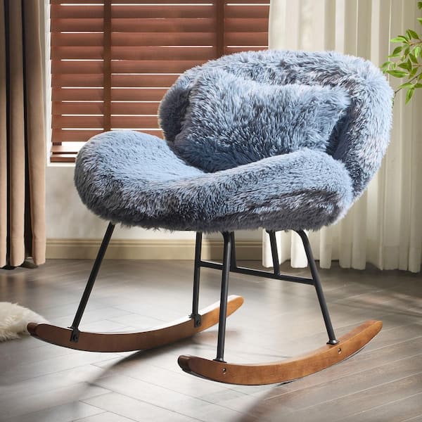 Karl home Velvet Blue Modern Rocker Chair K1G98000904 The Home Depot