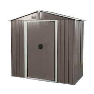 8 ft. x 4 ft. Outdoor Garden Metal Steel Waterproof Tool Shed Covers 32 sq. ft. with 2 Lockable Doors, Gray