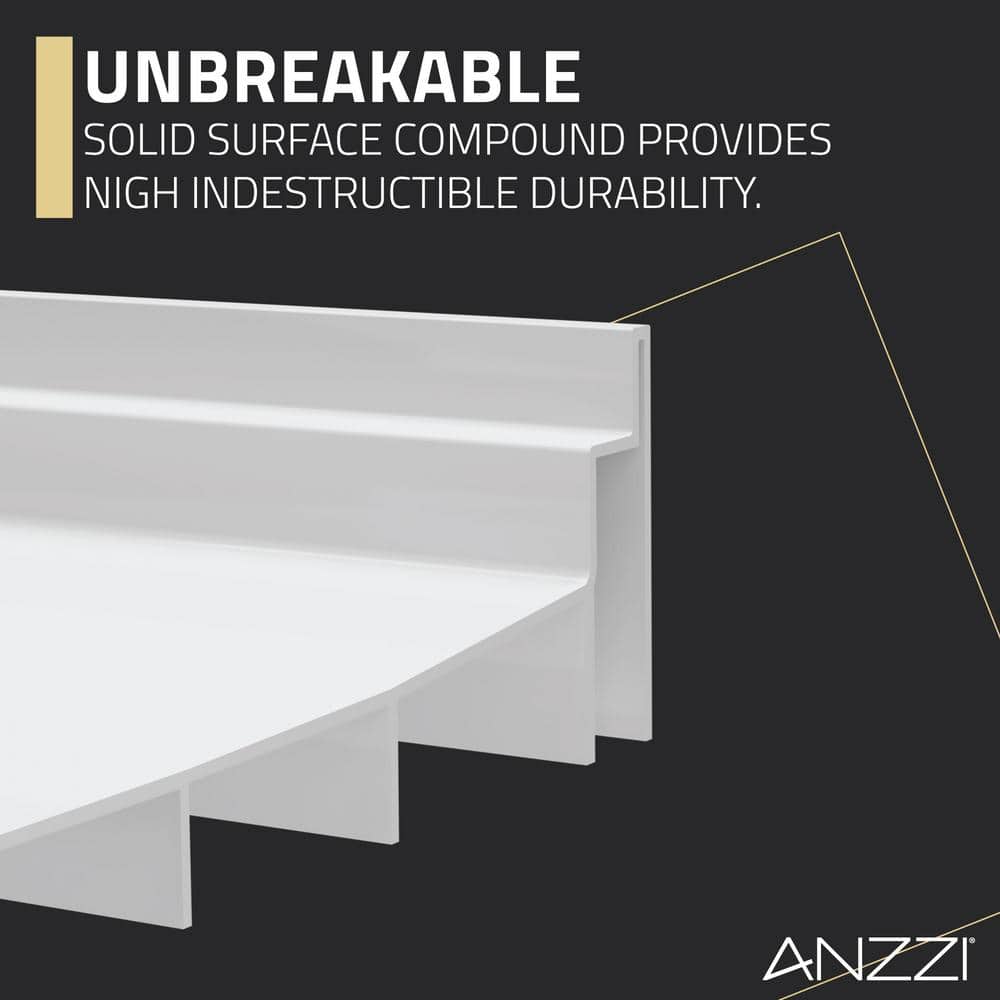 Alexander 48x32 White Resin Right Drain Shower Base
