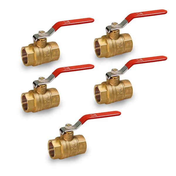 PLUMBFLEX Premium Brass Gas Ball Valve, with 1-1/4 in. FIP Connections (5 Pack)