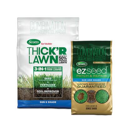 Turf Builder Thick'R Lawn 40 lbs. Sun and Shade Grass Seed and EZ Seed 10 lbs. Sun and Shade Bundle