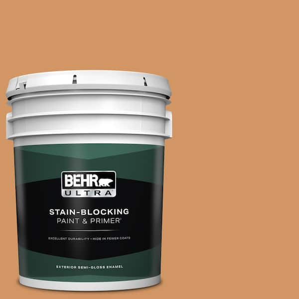 BEHR ULTRA 5 gal. #280D-5 Glazed Pecan Semi-Gloss Enamel Exterior Paint & Primer