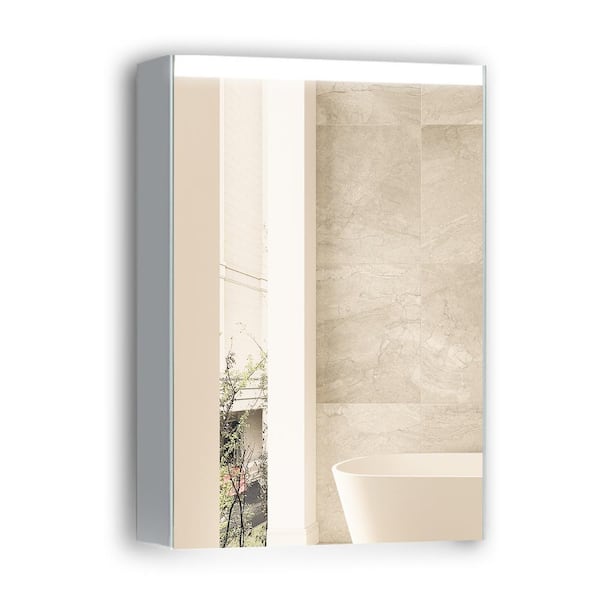Unbranded Kopp 24 in. W x 30 in. H Large Rectangular Silver Aluminium Surface Mount Medicine Cabinet with Mirror