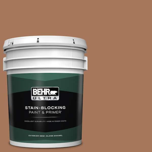 BEHR ULTRA 5 gal. #240F-5 Toasted Chestnut Semi-Gloss Enamel Exterior Paint & Primer