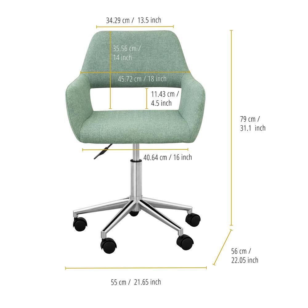 Mint Green Fabric Ergonomic Swivel Office Chair with Chrome Base