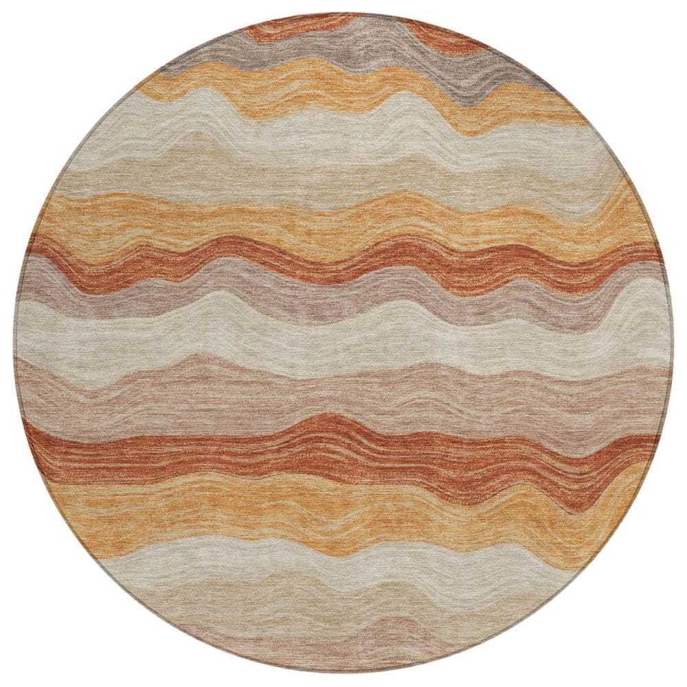 Chantille Machine Washable Indoor/Outdoor Abstract ACN2397 Copper 8 ft. x 8 ft. Round Rug price history on PriceWatchPro