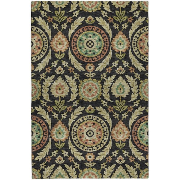 Dream Shag Premium Machine Washable Abstract ADS751 Black 5 ft. x 7 ft. 6 in. Area Rug