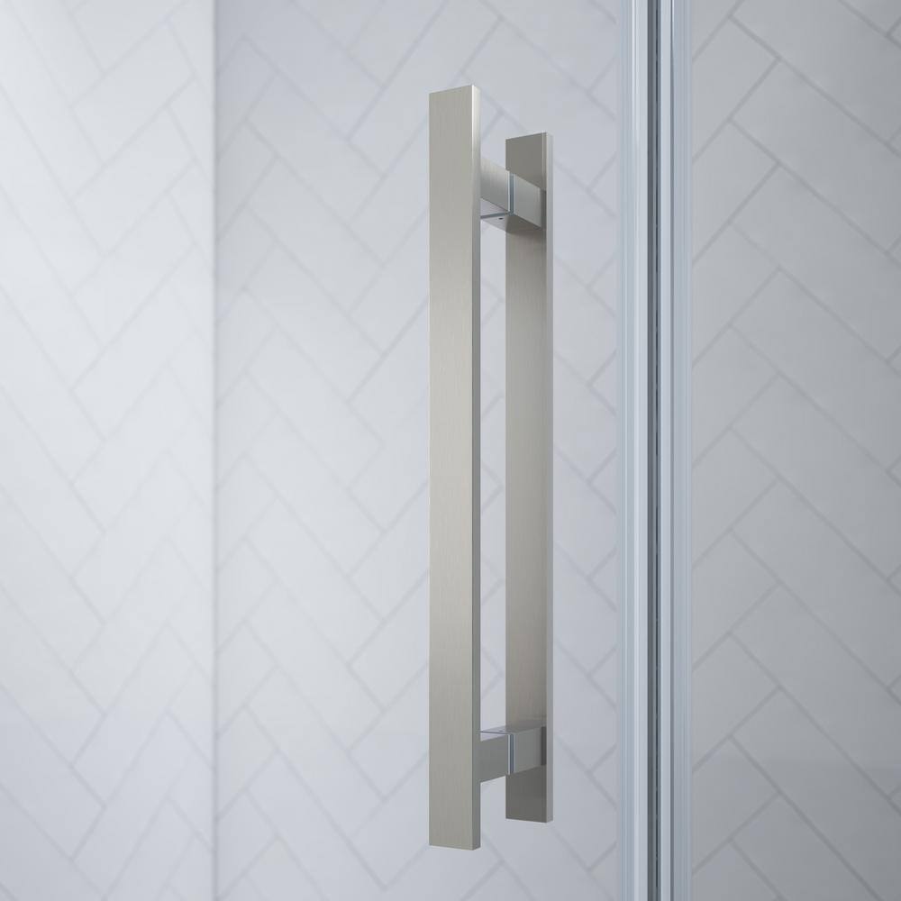 Pasadena 36'' Satin Nickel Frameless Corner Shower Kit with Shelves