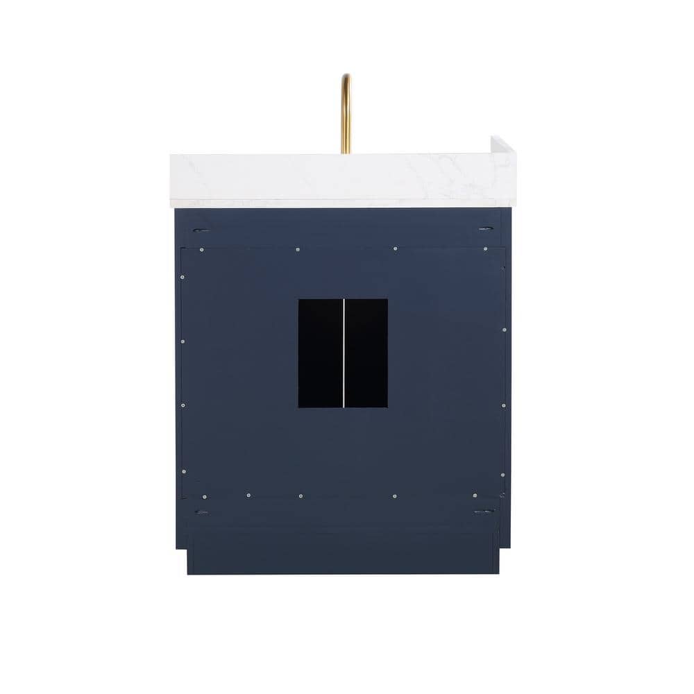 Gavino 30" Royal Blue Wood Vanity with Stone Top and Mirror