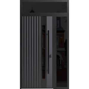 0144 48 in. x 96 in. Left-hand/Inswing 2 Sidelight Tinted Glass Grey Steel Prehung Front Door with Hardware