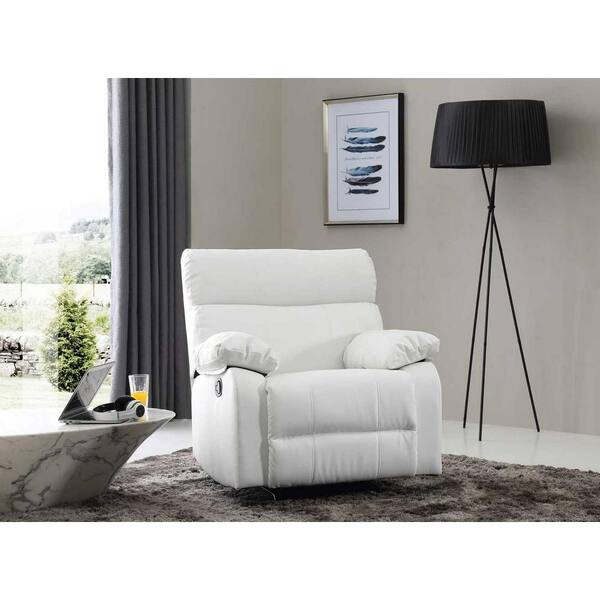 White faux leather online recliner chair