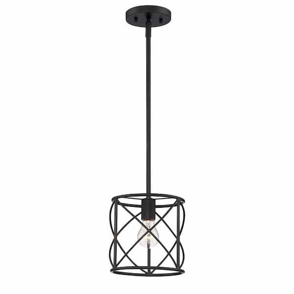 Hastings 60-Watt 1-Light Oil Rubbed Bronze Contemporary Pendant Light with Open Cage Design and No Bulbs Included