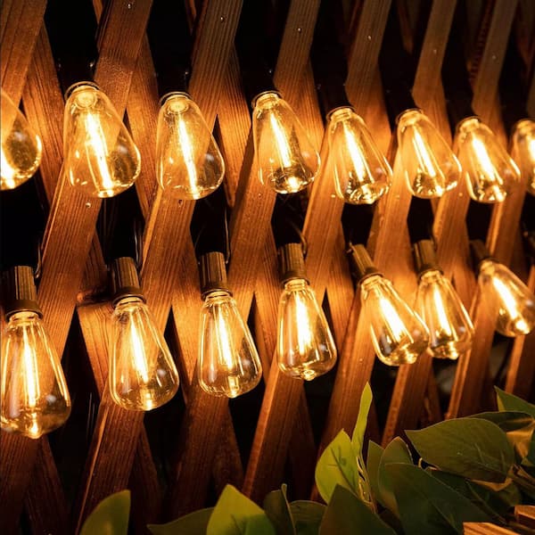 25 Light 50 ft. Outdoor Plug-in 2700K Shatterproof ST38 Vintage Bulbs Integrated LED Edison String-Light and E12 Sockets