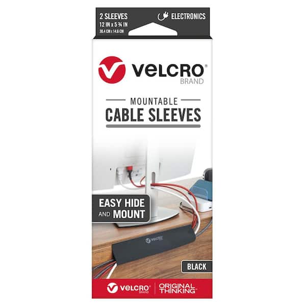 VELCRO 12 in. x 5.75 in. 2 ct 4/24 Mountable Cable Sleeves Black