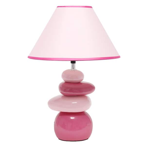 Creekwood home 17.25 in. Pink Contemporary Ceramic Stacking Stones Table Desk Lamp for Home Décor