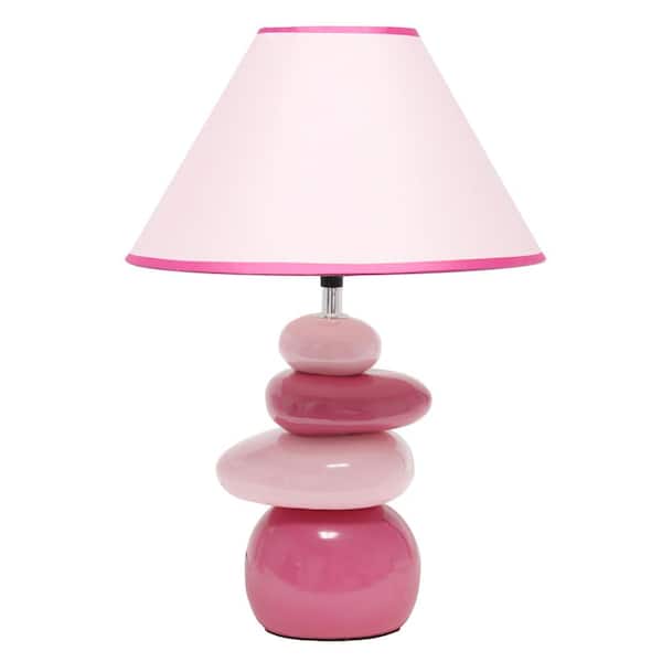 Creekwood Home 17.25 in. Pink Contemporary Ceramic Stacking Stones Table Desk Lamp for Home Décor