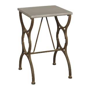 Oil-Rubbed Metal and Gray Side Table