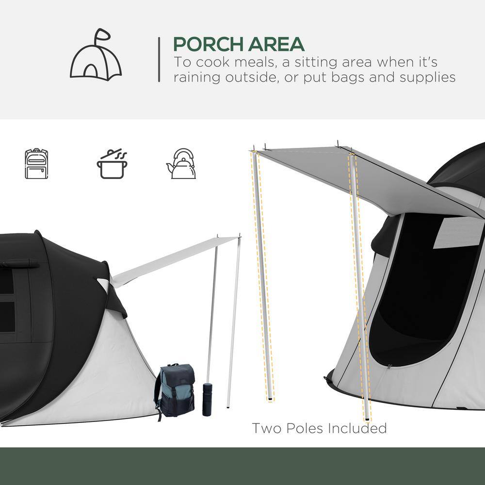 Black Three-Person Dome Camping Tent with Vestibule and Carry Bag