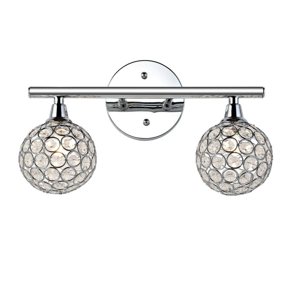 Maeve 13" Chrome 2-Light Iron and Glass Vanity Light