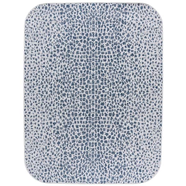 Courtyard Ivory/Navy 10 ft. x 14 ft. Cheetah Geometric Indoor/Outdoor Area Rug