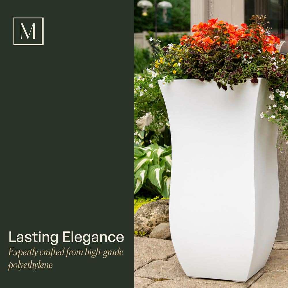 Valencia Neptune Blue Tulip-Shaped Tall Polyethylene Planter