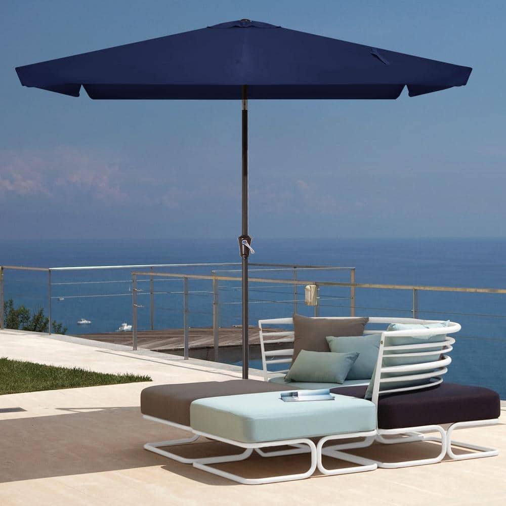 6.5 ft x 10 ft. Rectangular Steel Market Crank and Tilt Outdoor Patio Umbrella in Navy price history on PriceWatchPro