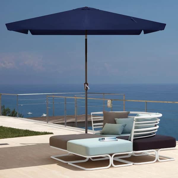 JEAREY 6.5 ft x 10 ft. Rectangular Steel Market Crank and Tilt Outdoor Patio Umbrella in Navy