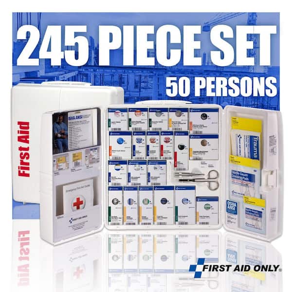  First Aid Only 746005 Ansi 2015 Compliant Large Metal  Smartcompliance Food Service First Aid Cabinet, With Medications : Health &  Household