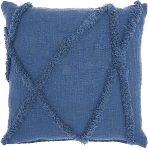Jordan Blue Geometric Cotton 18 in. X 18 in. Throw Pillow