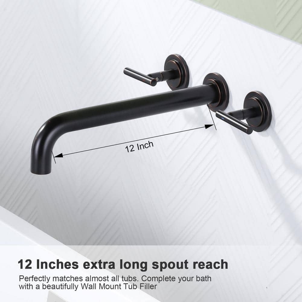 Oil Rubbed Bronze Wall Mounted Double Handle Tub Faucet