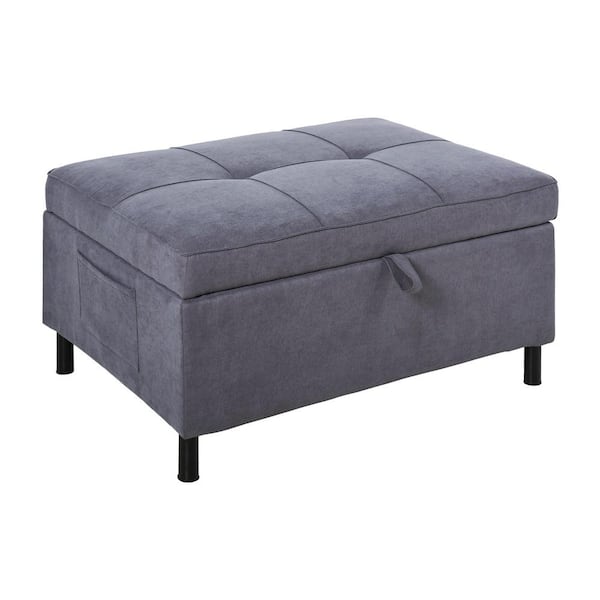 HomCom Grey 2-in-1 Sofa Bed Footrest Ottoman