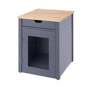 20 in. Litter Box Enclosure End Table with Drawer in Dark Gray