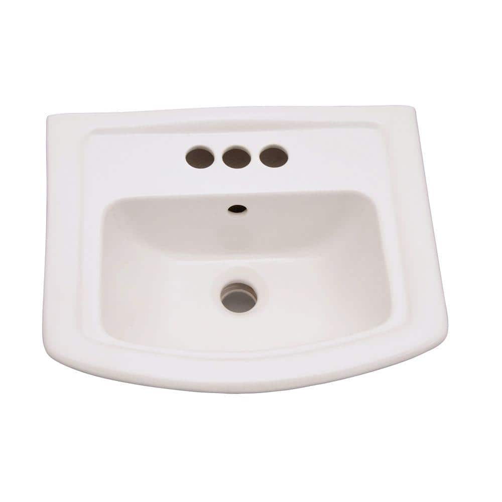 Washington White Ceramic Rectangular Pedestal Bathroom Sink