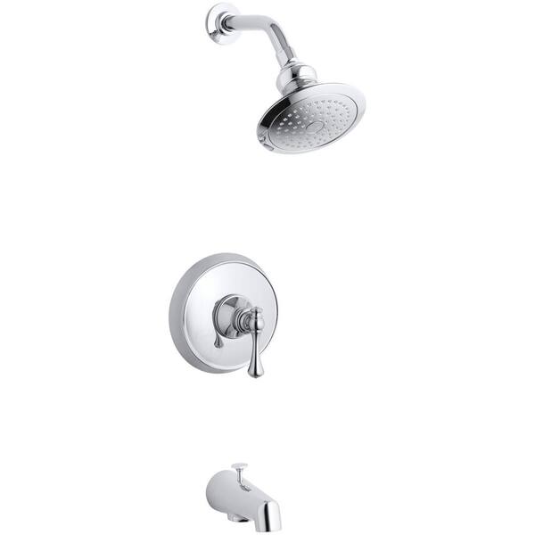 KOHLER Revival 1-Handle 1-Spray 2.5 GPM Tub and Shower Faucet with Traditional Lever in Polished Chrome (Valve Not Included)