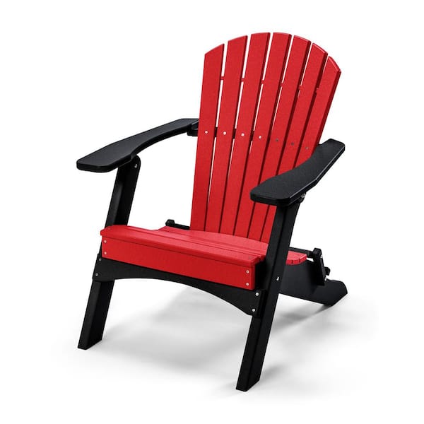 Perfect Choice Classic Cardinal Red/Black Folding Metal Adirondack Chair