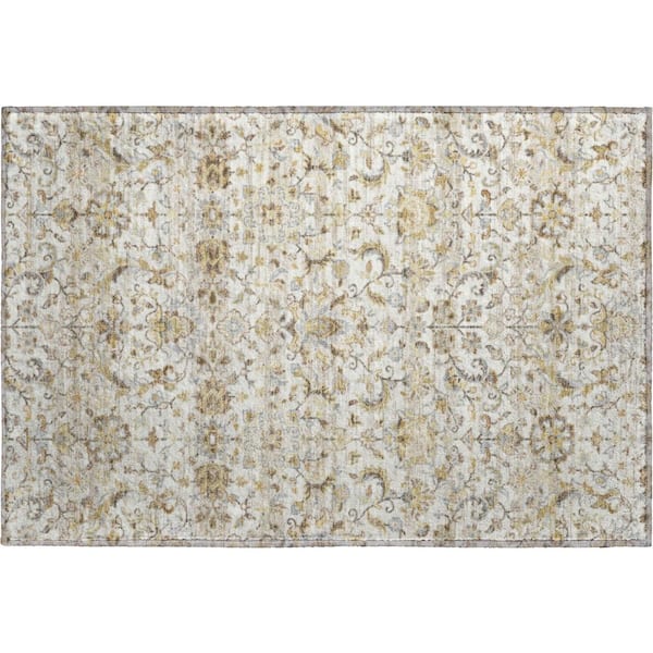 Mayfield Premium Machine Washable Abstract AMF2485 Ivory 2 ft. x 3 ft. Accent Rug