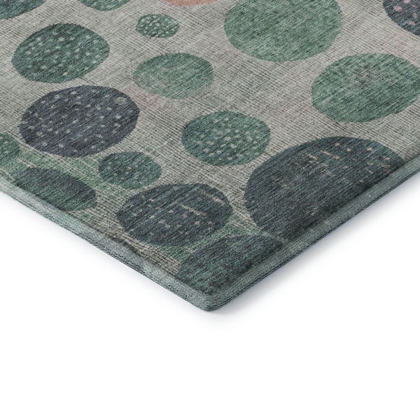Mayfield Premium Machine Washable Abstract AMF1899 Cactus 10 ft. x 14 ft. Area Rug