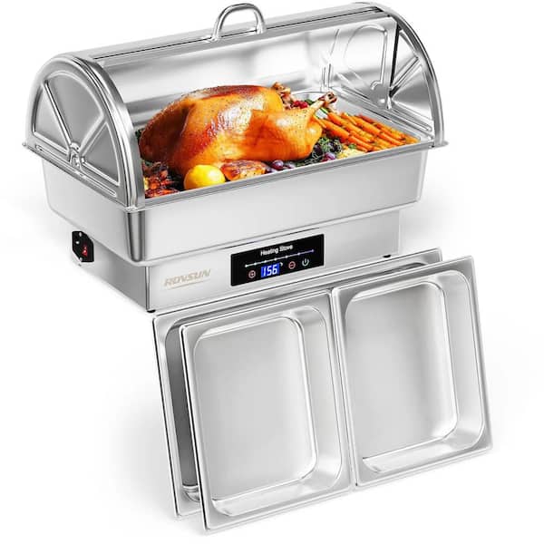 9 qt. Roll Top Stainless Steel Electric Chafing Dish with Temp Control