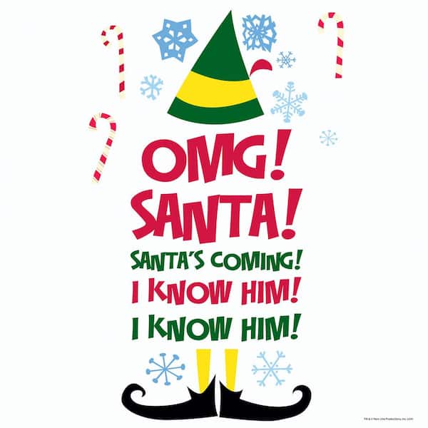 ELF 17.50 in. x 0.03 in. Red Santa I Know Him Wall Quote Decal 12-Piece