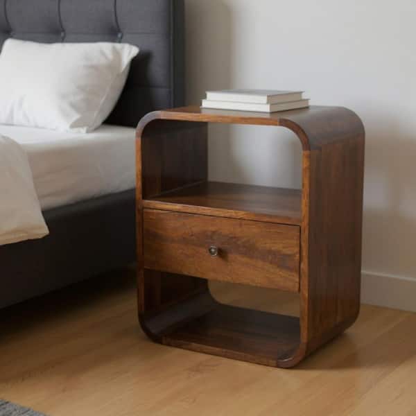 Brown 1 Drawer 15.70 in. Nightstand