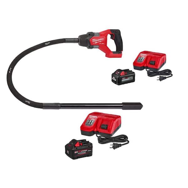 M18 FUEL 18V Lith-Ion Cordless 4 ft. Concrete Pencil Vibrator Kit w/ 6.0 Ah Battery w/ FORGE 8. 0Ah Battery & Charger