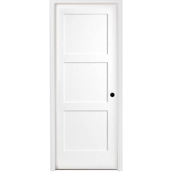 Steves & Sons 24 in. x 80 in. 3-Panel Equal Shaker White Primed LH ...