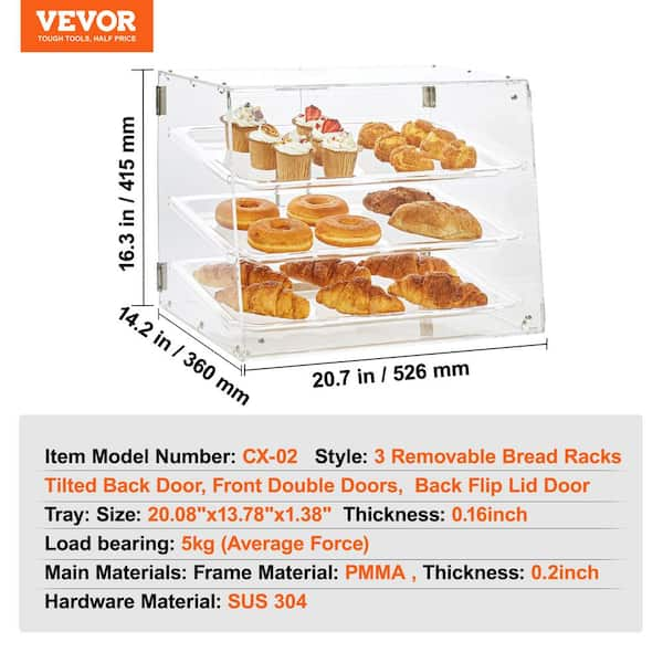 3 Tier - Large Acrylic Lockable Display Cabinet - Case/Bakery Display  Cabinet/Store Display Cabinet/Restaurant Display Cabinet