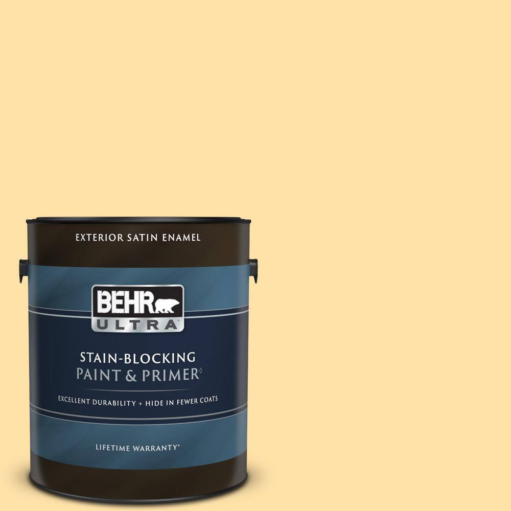 BEHR ULTRA 1 gal. 310A3 Manila Tint Satin Enamel Exterior Paint