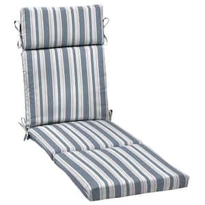 21 in. x 72 in. Oceantex Outdoor Chaise Lounge Cushion in Ocean Blue Stripe