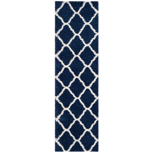 Hudson 2 ft. x 14 ft. Navy/Ivory Geometric Runner Rug