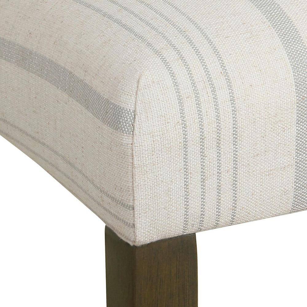 Gray Linen Upholstered Parsons Side Chair with Wood Legs